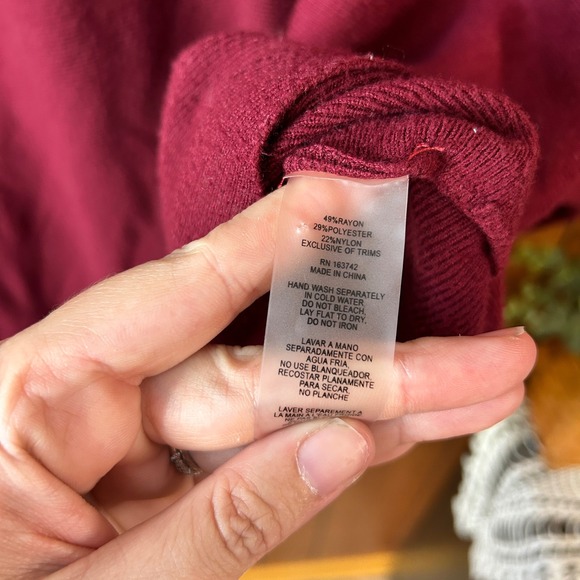 Vila Milano Woman Rhinestone Embellished Batwing Sweater Burgundy Holiday Party - Picture 6 of 6